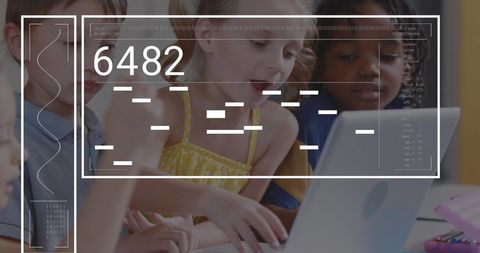 Diverse Children Learning Data Processing on Laptop