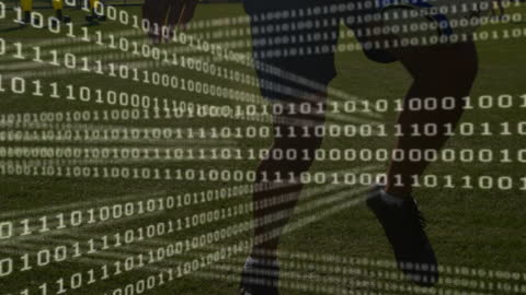 Football Player with Overlay of Binary Code Data Concept