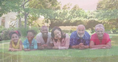 African American Family Enjoying Time in Garden Overlaid with USA Flag