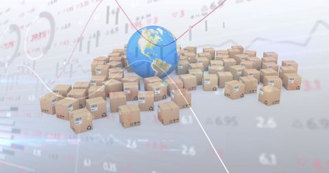 Global Shipping with Cardboard Boxes and Financial Data - Download Free Stock Images Pikwizard.com