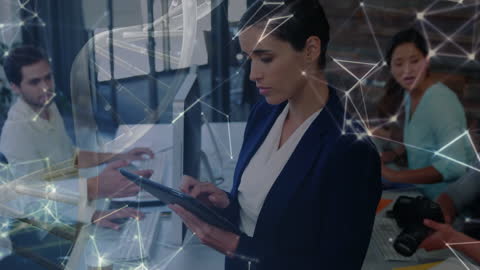 Diverse Professionals Collaborating in a High-Tech Workspace