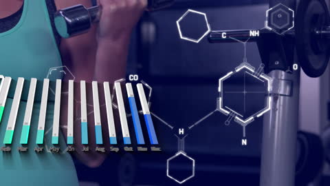 Futuristic Data Analytics Overlay on Gym Workout Scene