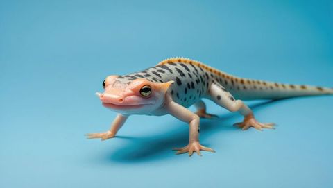 Vibrant Leopard Gecko on Blue Backdrop