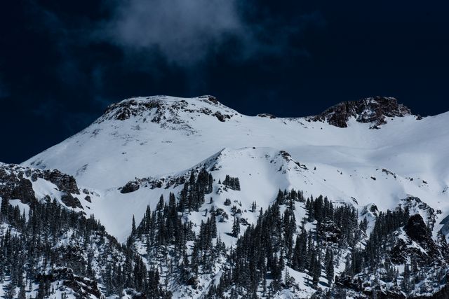 Snow-Capped Mountain Peak Under Dark Sky - Download Free Stock Photos Pikwizard.com