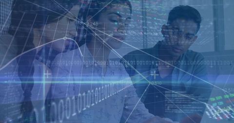 Diverse Team Analyzing Financial Data for Global Business Insights