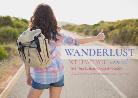 woman hitchhiking on road with backpack promotes adventure - Download Free Stock Templates Pikwizard.com