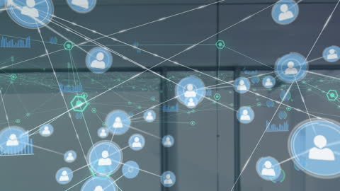 Digital Networking Concept with Orbital Connection Icons