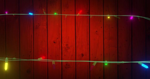 Flickering Fairy Lights on Festive Wooden Background - Download Free Stock Images Pikwizard.com