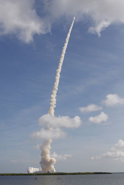 CAPE CANAVERAL, Fla. - With more than 12 times the thrust produced by a Boeing 747 jet aircraft, the Constellation Program's Ares I-X test rocket roars off Launch Complex 39B at NASA's Kennedy Space Center in Florida.  The rocket produces 2.96 million pounds of thrust at liftoff and goes supersonic in 39 seconds.    Liftoff of the 6-minute flight test was at 11:30 a.m. EDT Oct. 28. This was the first launch from Kennedy's pads of a vehicle other than the space shuttle since the Apollo Program's Saturn rockets were retired.  The parts used to make the Ares I-X booster flew on 30 different shuttle missions ranging from STS-29 in 1989 to STS-106 in 2000. The data returned from more than 700 sensors throughout the rocket will be used to refine the design of future launch vehicles and bring NASA one step closer to reaching its exploration goals.  For information on the Ares I-X vehicle and flight test, visit http://www.nasa.gov/aresIX.  Photo credit: NASA/Kim Shiflett