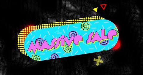 Bold retro style massive sale design with geometric patterns