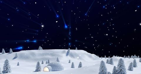 Starry Night Sky Over Snowy Igloo in Winter Wonderland - Download Free Stock Images Pikwizard.com