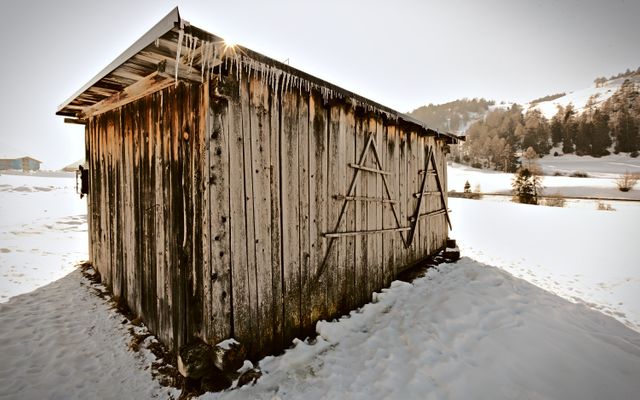 Wooden Shed in Snowy Mountain Landscape - Download Free Stock Photos Pikwizard.com