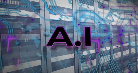 Artificial Intelligence Concept with Circuit Board Overlay on Data Servers - Download Free Stock Images Pikwizard.com
