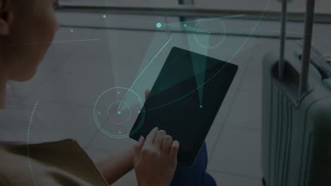 Businesswoman Analyzing Digital Network on Tablet Device