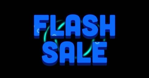 Flash sale 3d blue neon typography banner boosting ecommerce for limited-time campaigns