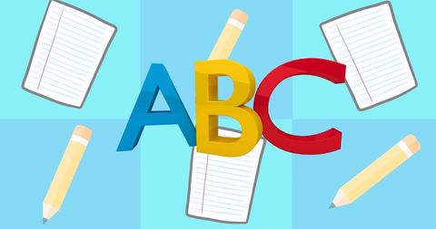 Colorful ABC with Pencils and Notebooks for Education