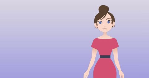 Vector illustration of woman in pink dress with copy space