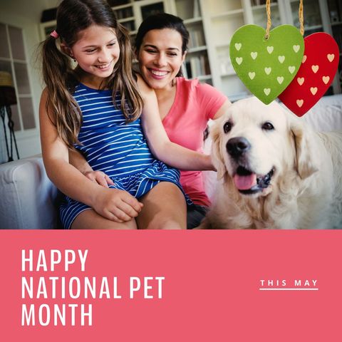family celebrating national pet month with labrador - Download Free Stock Templates Pikwizard.com
