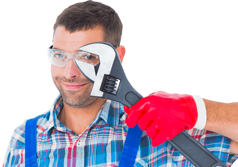 confident repairman with adjustable wrench transparent background - Download Free Stock Videos Pikwizard.com