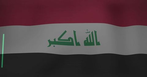 Iraqi flag fluttering with arabic calligraphy