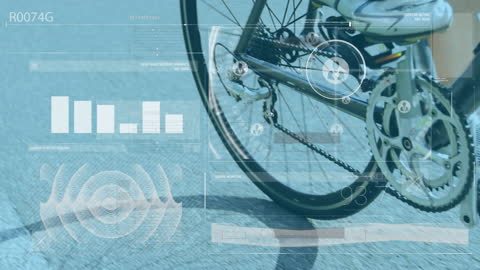 Futuristic Data Concept with Bicycle and Overlay Graphics
