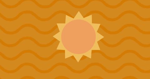 Abstract Rotating Sun on Vibrant Orange Waves Background