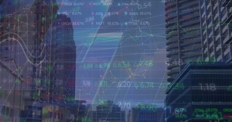 Futuristic Financial Market Trends Interface Over Big City Skyscrapers - Download Free Stock Images Pikwizard.com