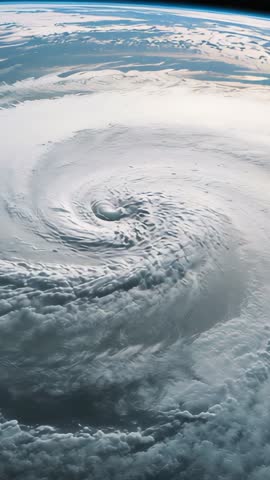 Orbiting Time-lapse Showing Rotating Cyclone over Curved Earth Revealing Storm Eye