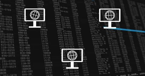 Network Icons Over Data Code Suitable for Cybersecurity Concept - Download Free Stock Images Pikwizard.com
