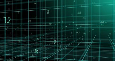 Futuristic digital data grid with numeric labels