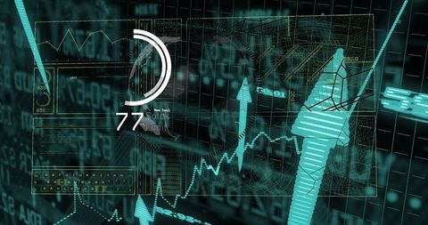 Futuristic holographic financial data visualization background