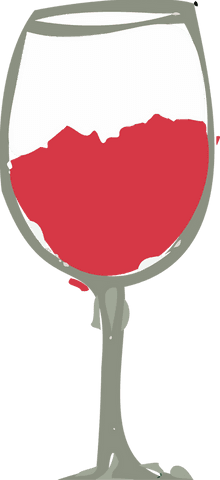 Minimalist wine glass with red wine on transparent background