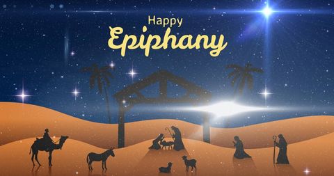 Epiphany Nativity Scene with Starry Night Sky