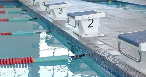 Swimming Pool Starting Blocks Awaiting Race Start - Download Free Stock Images Pikwizard.com