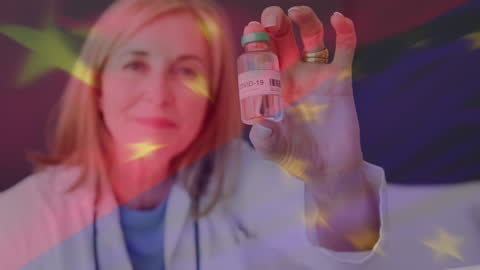 Healthcare Professional Presenting COVID-19 Vaccine with Global Implication