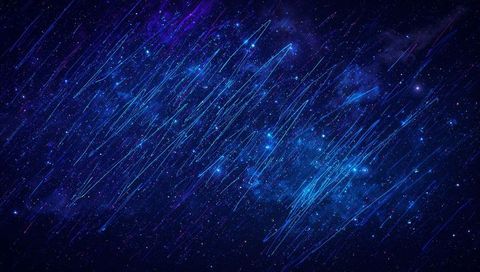 Vivid Blue Meteor Streaks Across a Dynamic Night Sky