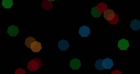 Vibrant Octagonal Bokeh Lights on Black Background