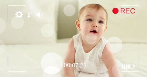 Adorable Baby Caught on Camera with Digital Overlay Frame