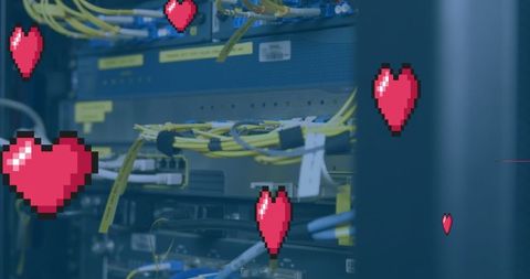 Pixel Hearts Overlaying Network Server Components