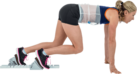 female athlete in transparent gear prepared for race start - Download Free Stock Videos Pikwizard.com