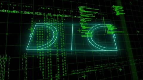 3D Holographic Sports Court Display with Coding Elements