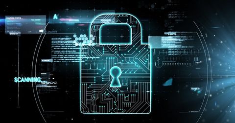 Digital Security with Futuristic Padlock Hologram - Download Free Stock Images Pikwizard.com