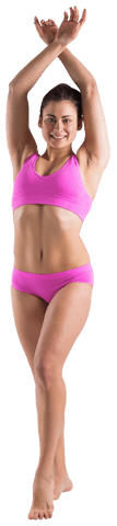 Transparent Fit Woman Smiling in Yoga Pose