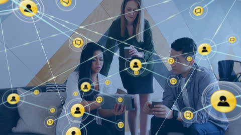 Network of Connections with Business Team in Office Environment