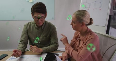Collaborating on sustainability analytics with augmented reality overlays in boardroom