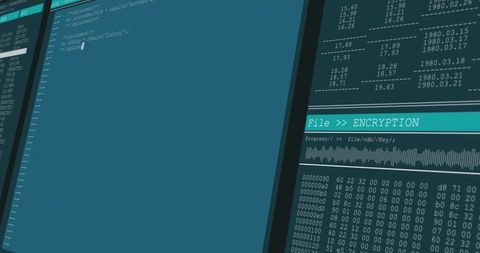 Advanced Data Encryption on High-Tech Monitors - Download Free Stock Images Pikwizard.com