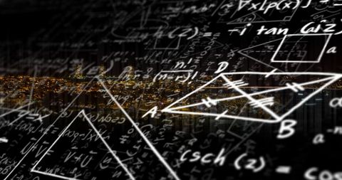Complex Math Formulas Overlaying Urban Night Skyline - Download Free Stock Images Pikwizard.com