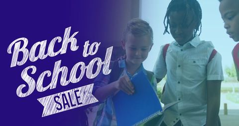 Back to School Sale with Happy Kids Exploring School - Download Free Stock Images Pikwizard.com