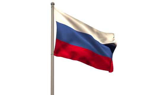 Russian Flag on Flagpole Transparent Background