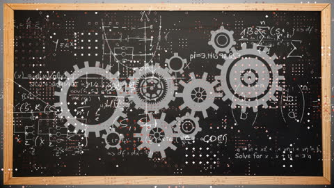 Innovative Geared Chalkboard Symbolizes Math and Engineering Concepts